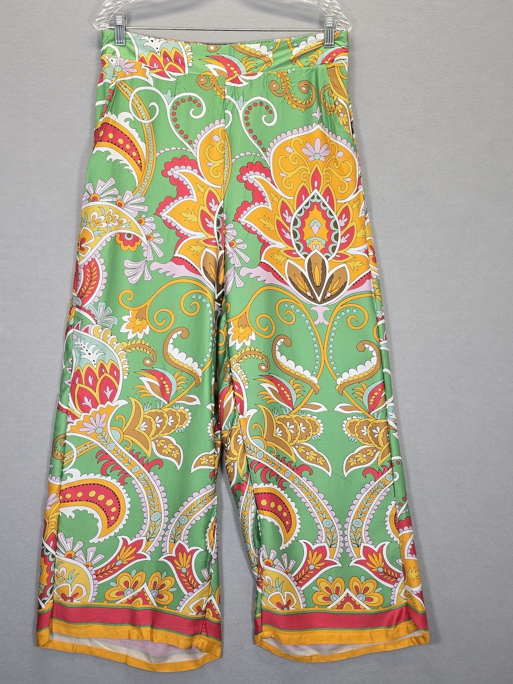 Haute Hippie Style Boho Patchwork Print Set Top XL Pants Wide Leg Lounge Outfit - Picture 10 of 16